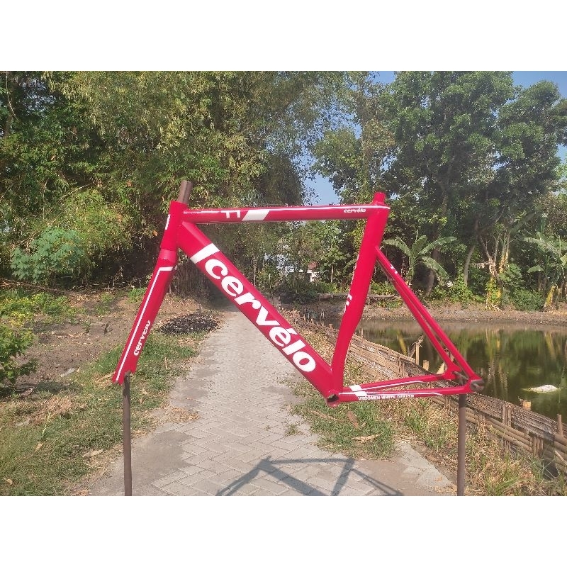 frame fork cervelo custom merah putih