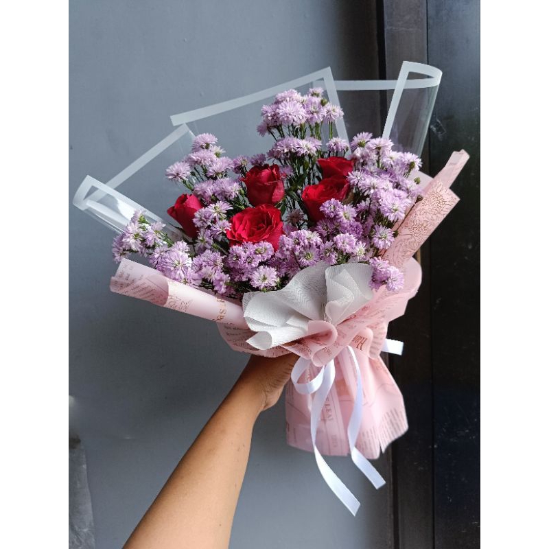 buket bunga mawar merah asli segar fresh flower surabaya