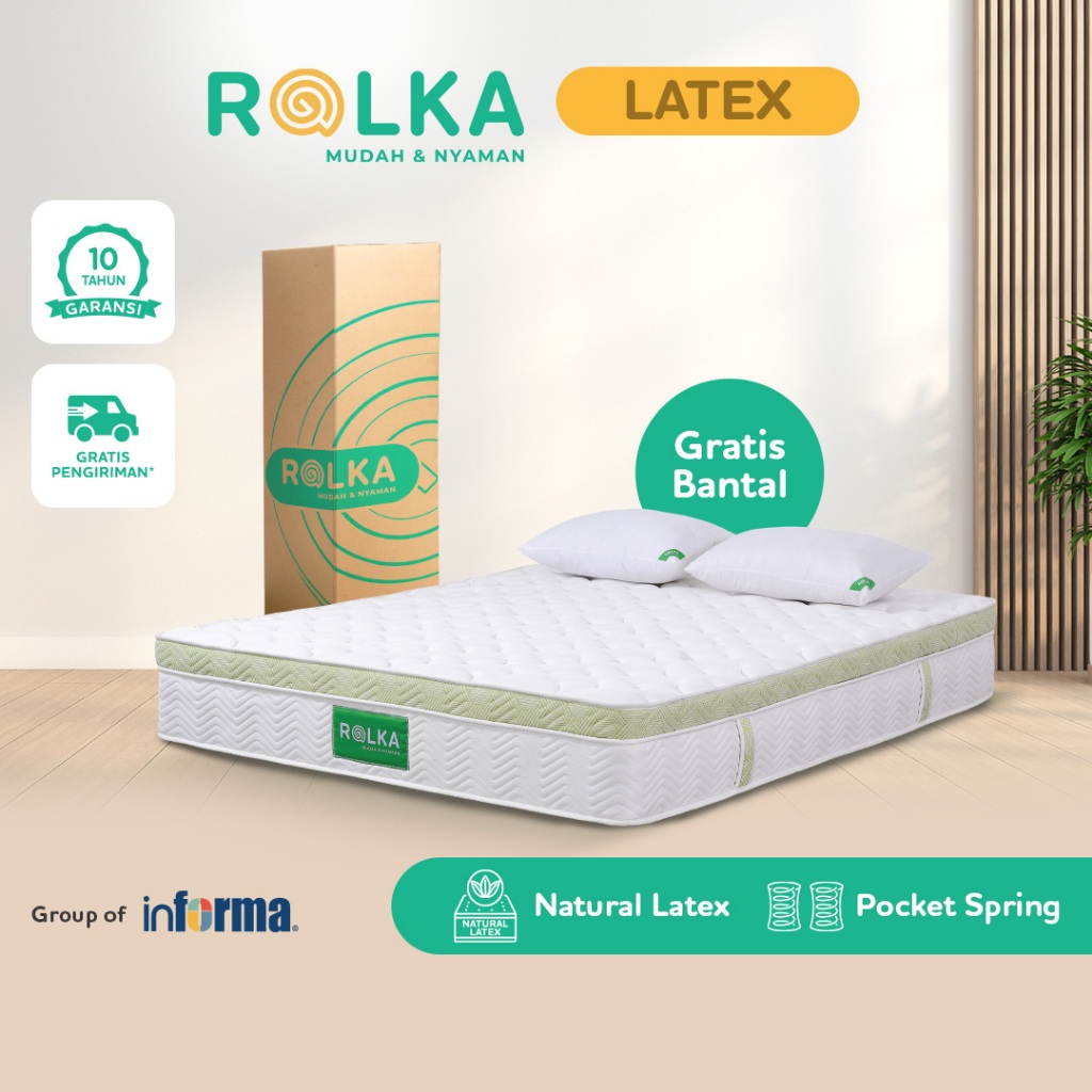 Rolka Kasur Latex Pocket Springbed In Box Mattress Latex Foam Matras Medium Firm Ranjang Kamar Tidur