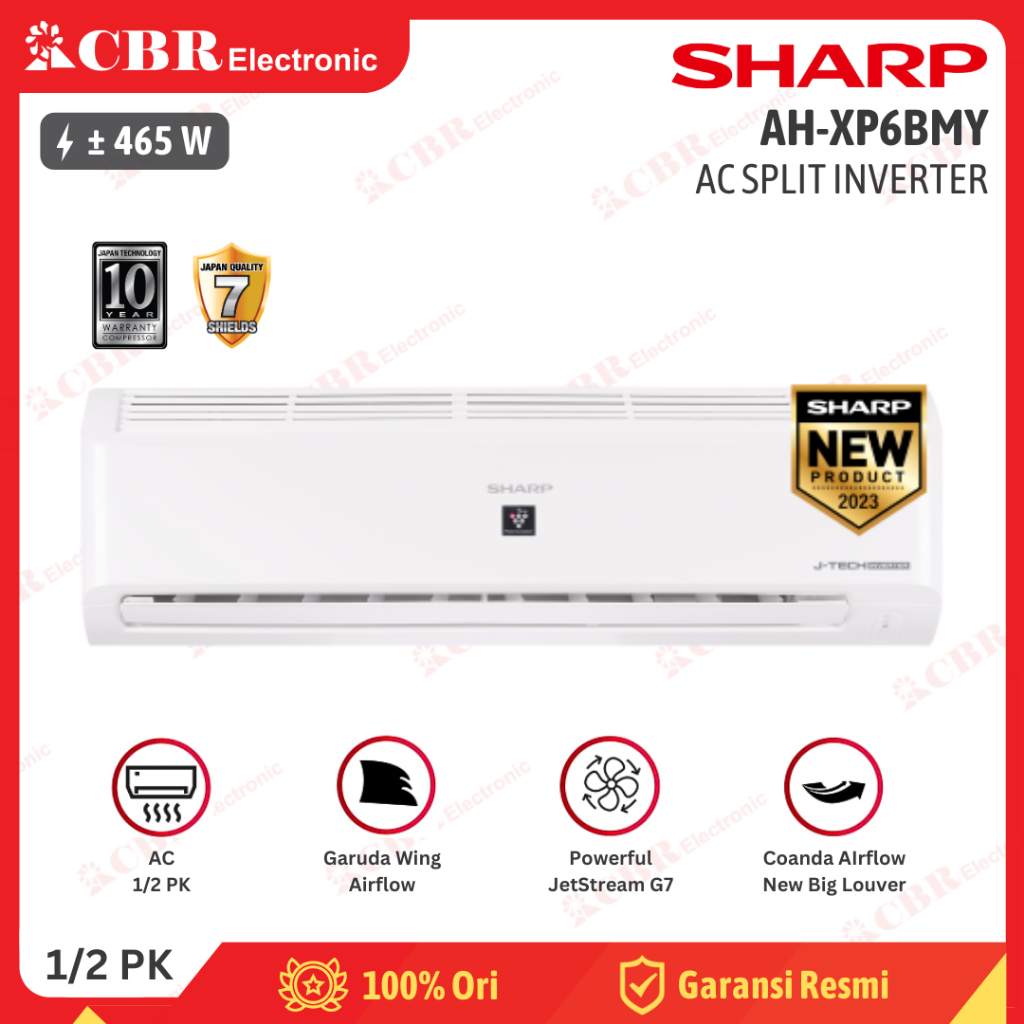 AC Split SHARP Inverter 1/2PK (0.5PK) AH-XP6BMY (J-Tech Inverter) R-32