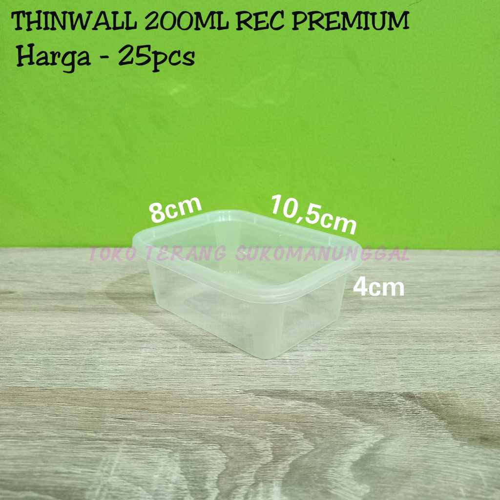 Thinwall food container 200ml kotak/Tempat penyimpanan makanan/Cup salad/Cup puding/ tempat slime