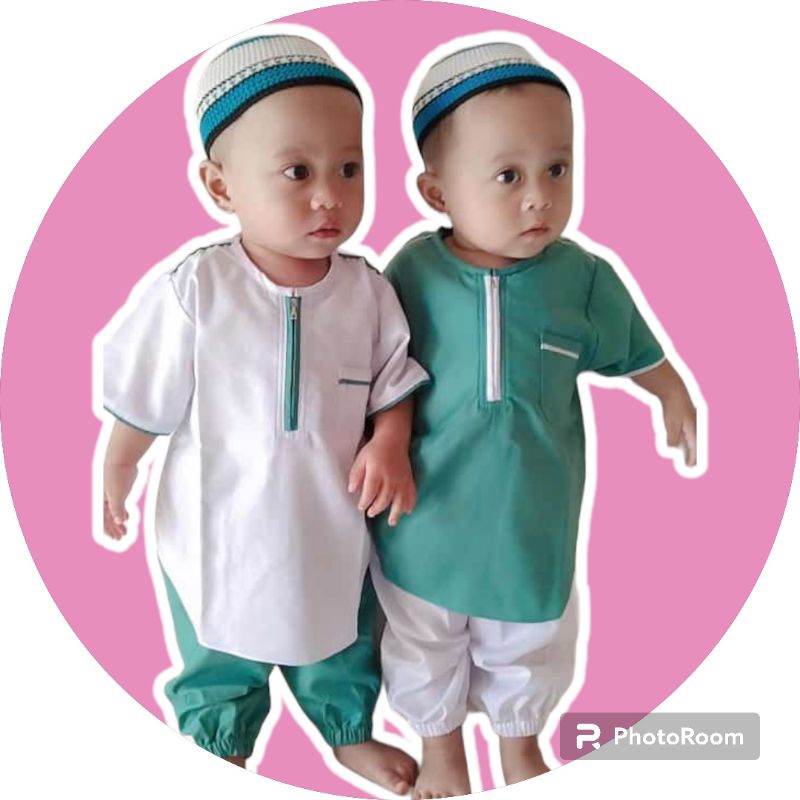 Baju Koko Kurta Anak Katun Toyobo Fodu Setelan Celana Joger Premium 0-6 Tahun