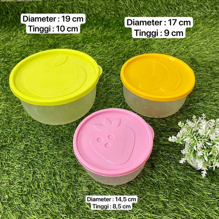 Kontainer Box Toples Bulat 3in 1 Plastik Makanan Kulkas Murah Bening  Kecil Makanan Unik Kulkas Impo