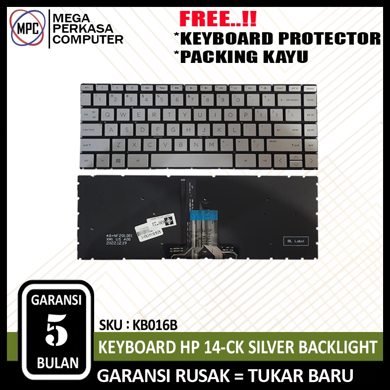 KEYBOARD HP PAVILION 14-CK 14-CF 14-DH 14-DQ 14S-CF SILVER BACKLIGHT