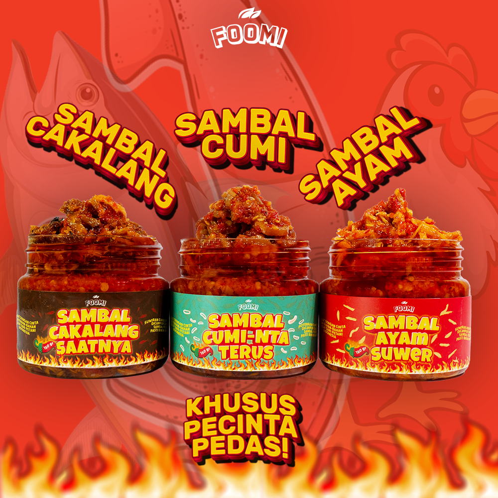 

Sambal Foomi - Paket 3 pcs (Bebas Pilih) Sambal Cumi, Sambal Ayam Suwir, Sambal Cakalang