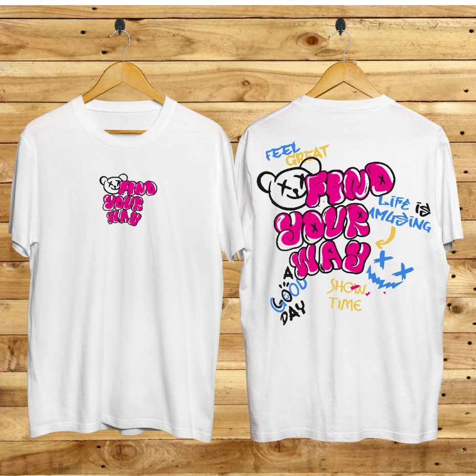 KAOS PRIA/KAOS KUCING bad putih KAOS LOGO/MOTIF/KAOS LENGAN PENDEK/KAOS BERGAMBAR/KAOS SABLON DEPAN 