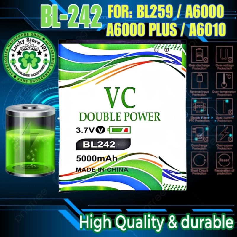 BATERAI BATTERY BATRE BATRAI BATREI BAT ORI LENOVO BL242 VC LENOVO A6000 A6010 A6000 PLUS BL259 BL-2