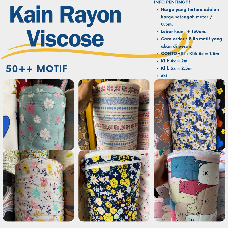 Kain Katun Rayon Viscose Motif Premium #10 (Harga 0.5Meter)