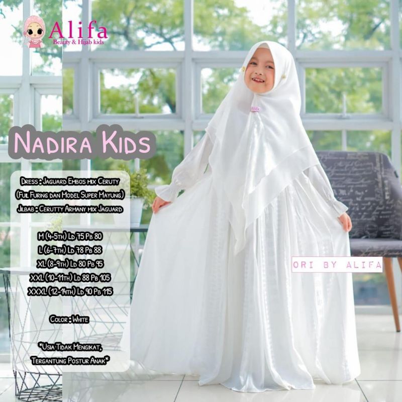 Nadira kids gamis set hijab original produk Alifa