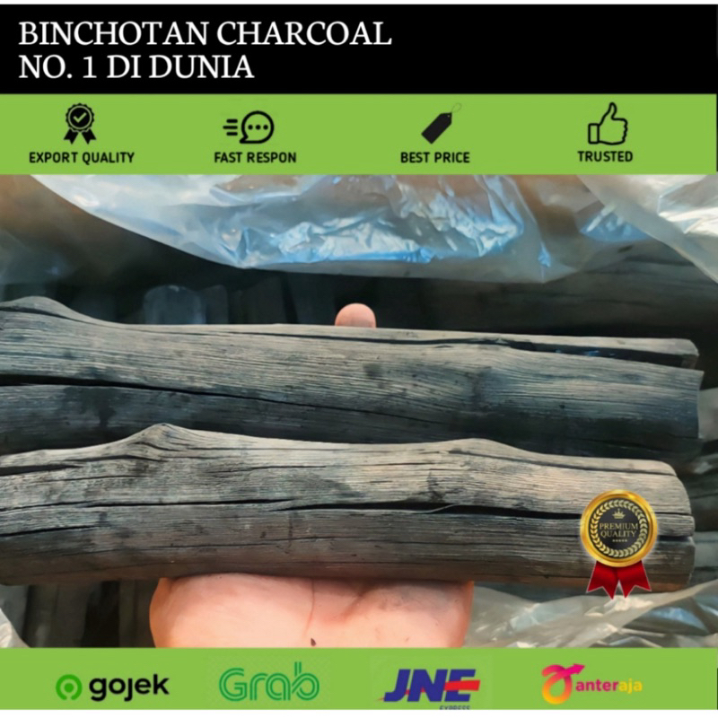 Arang Putih Binchotan (Min 15kg include master box) White Charcoal Kayu Keras Kalimantan Panjang 20c