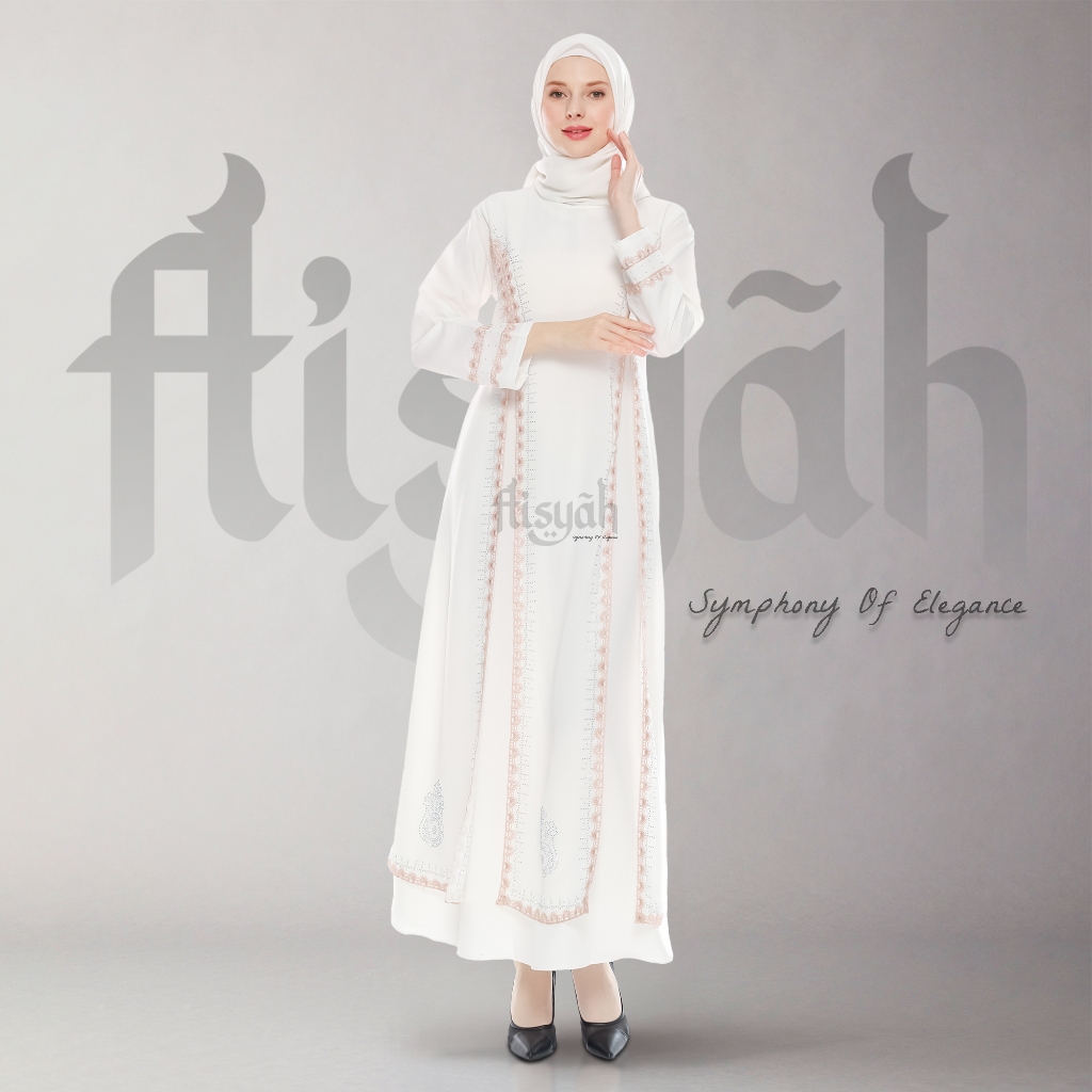 Aisyah044 Abaya Putih Turkey Premium Terbaru - Gamis Putih Wanita Dewasa Kekinian - Maxi Dress Arab
