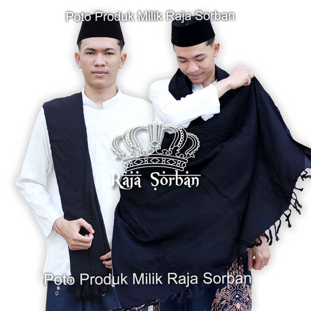 Sorban Panjang Hitam Polos Sorban Rida Putih polos panjang /rida solo rayon / surban habib haji umro