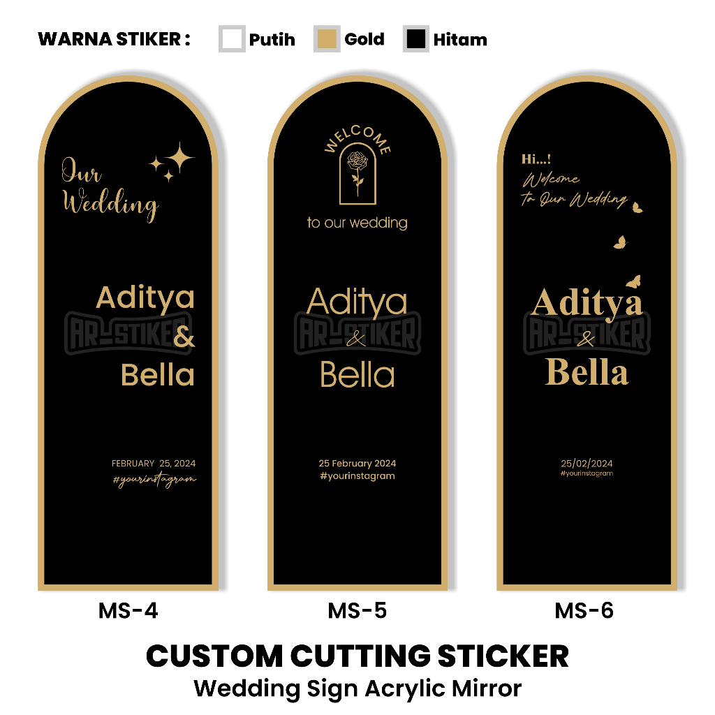 Stiker kaca wedding sign mirror acrylic | welcome sign custom | stiker cermin