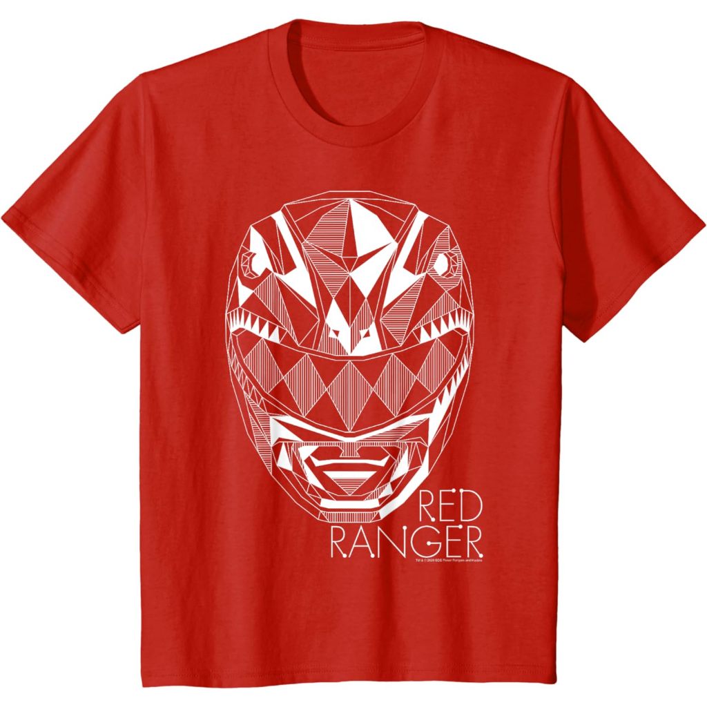 Baju Kaos Anak Distro Premium Power Rangers Red Ranger Geometric Silhouette Line Art T-Shirt