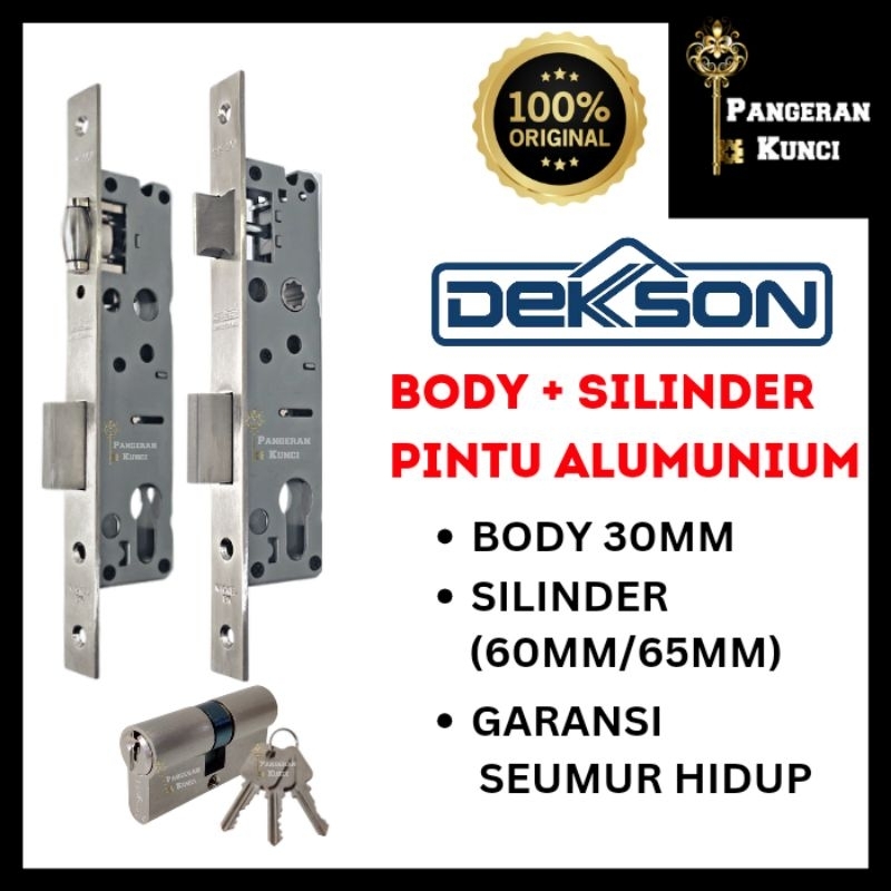 MORTISE LOCK BODY KUNCI PINTU RUMAH ALUMUNIUM SET PELOR LIDAH DEKSON  30MM STAINLESS STEEL