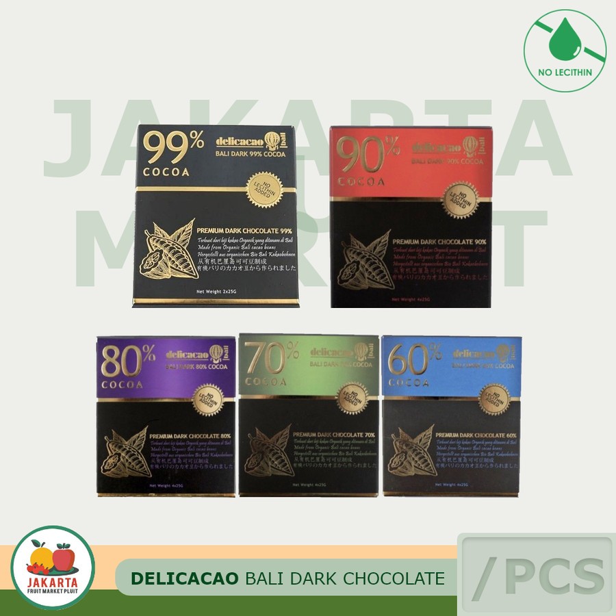 

COKLAT DELICACAO BALI DARK COCOA 60% 70% 80% 90% 99% 100% DELI CACAO