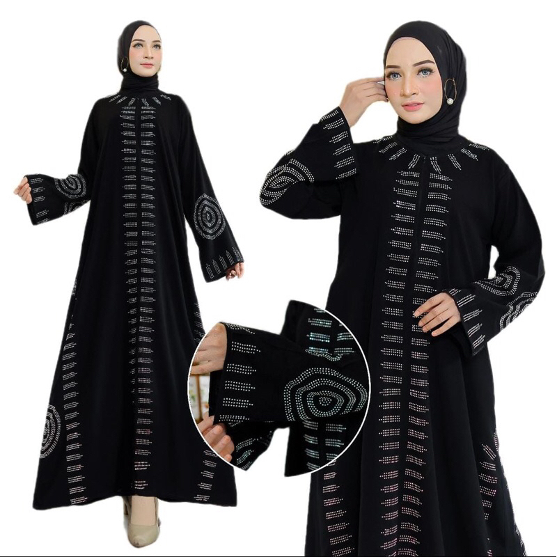 GAMIS SYARI ABAYA DUBAI ASYIFA SILVER SWAROVSKY (BUSUI)