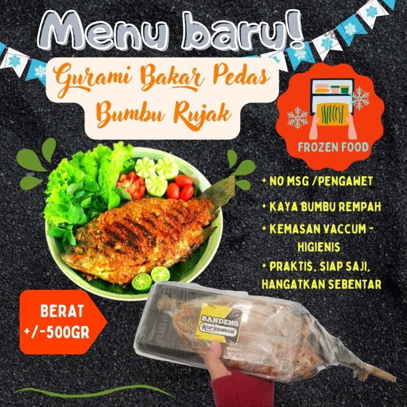 

Lauk Frozen Siap Saji Ikan Gurami Gurame Bakar Pedas Karimanasi Bumbu Rujak Rica Rica ikan goreng ungkep praktis