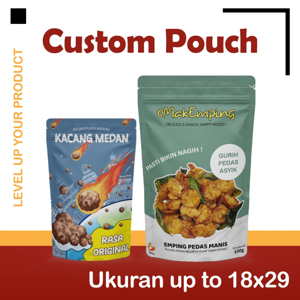 

Custom Kemasan Packaging Pouch Snack 18x26 Zipper Window Transparan