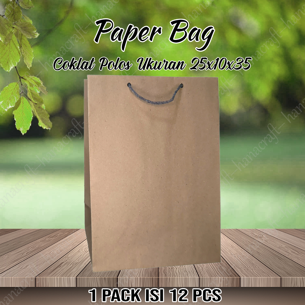 

Paper bag Coklat Polos 25x10x35 / Tas Baju / Tas Kertas Polos / Tas Kado / Tas Asul-asul / Tas Hajatan / Bungkus Kado