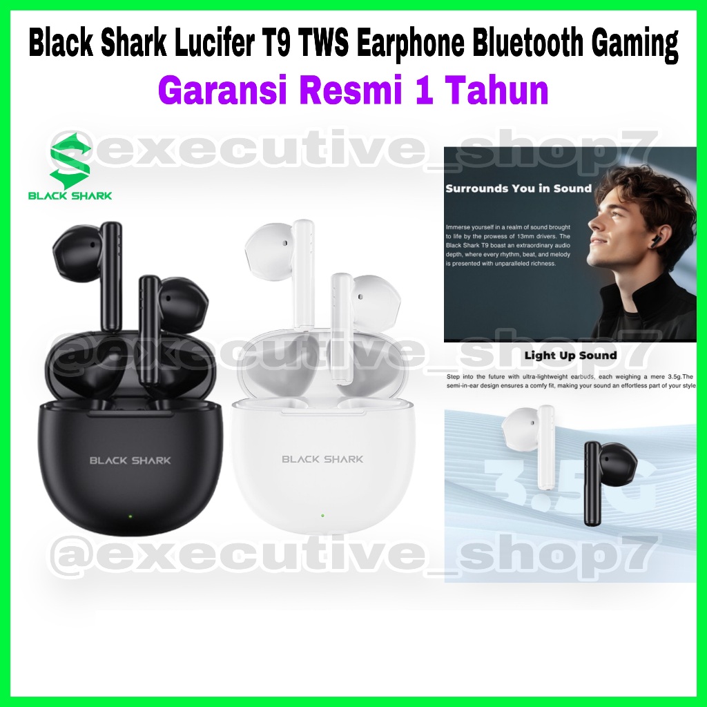 Black Shark Lucifer T9 TWS Earphone Bluetooth Gaming - Garansi Resmi 1 Tahun