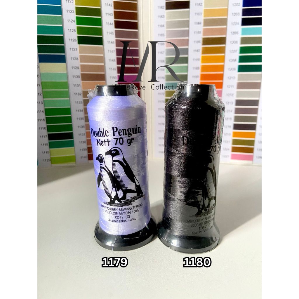 Benang Bordir Rayon Double Penguin Hitam Putih 1180 1179