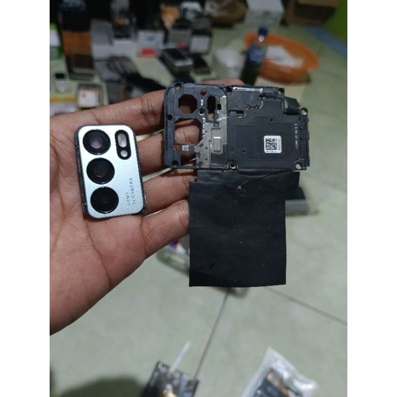 tutup mesin + kaca camera oppo reno 6 5g original