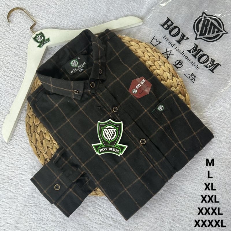 KEMEJA FLANEL MOTIF GARIS 1 COKLAT KEMEJA FLANEL PRIA DAN WANITA KEMEJA FLANEL JUMBO XXL XXXL XXXXL