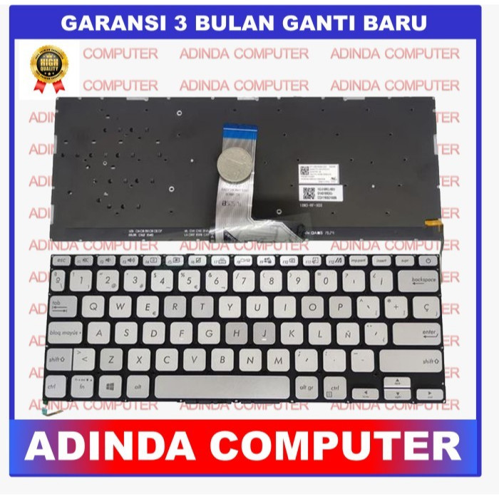 Keyboard Asus X409 X415 X415J X415JA X415M X415MA M415 Silver Silver Backlight