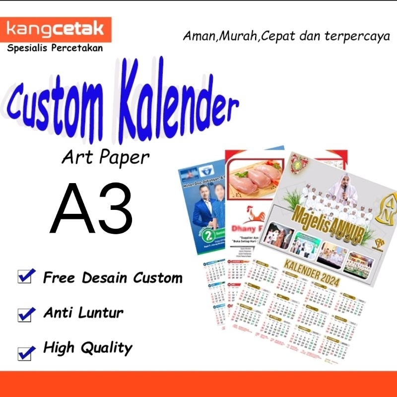 

CUSTOM KALENDER A3/KALENDER DINDING/kalender artpaper