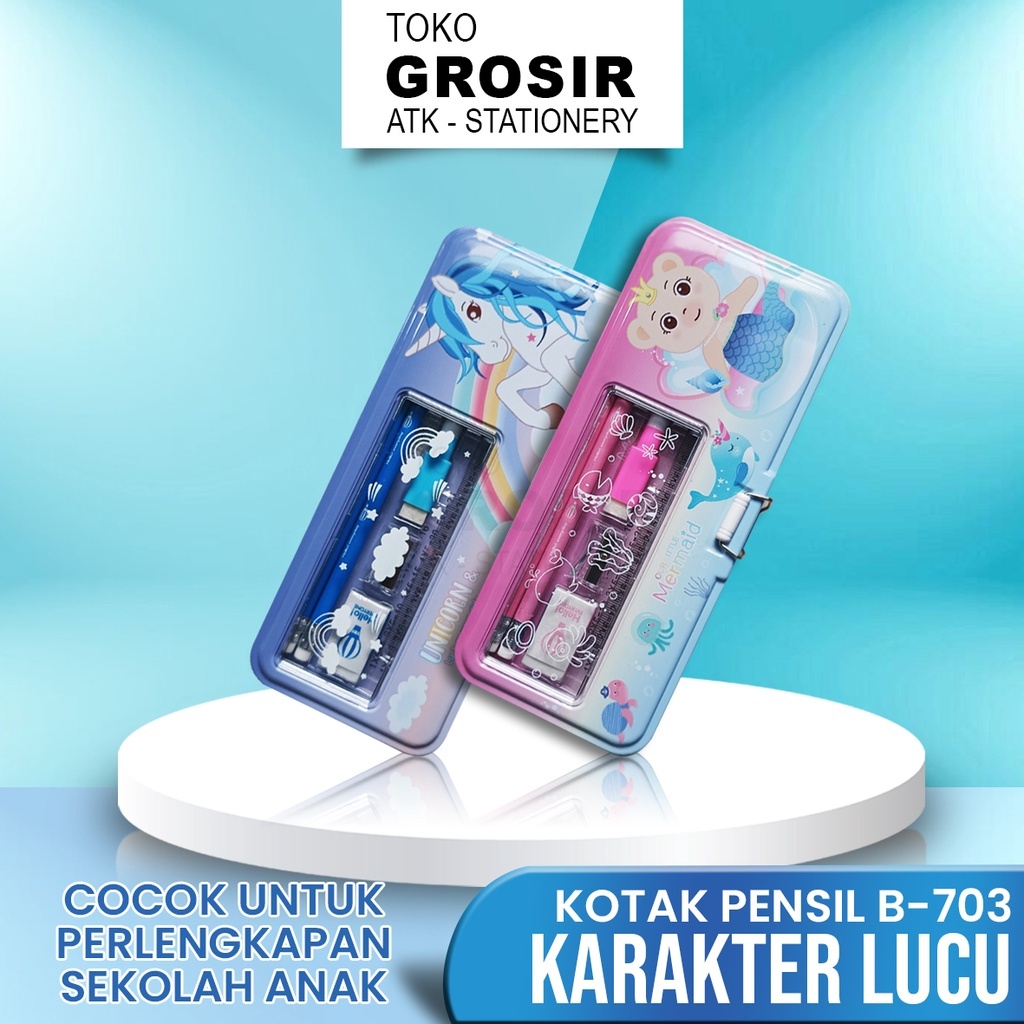 

KOTAK PENSIL KALENG ANTI PENYOK + ISI + 2 SUSUN / TEMPAT PENSIL KALENG KUALITAS GA KALENG-KALENG KODE B703