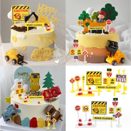 Cake Topper hiasan kue rambu rambu lalu lintas lampu merah kuning hijau lampu lalu lintas