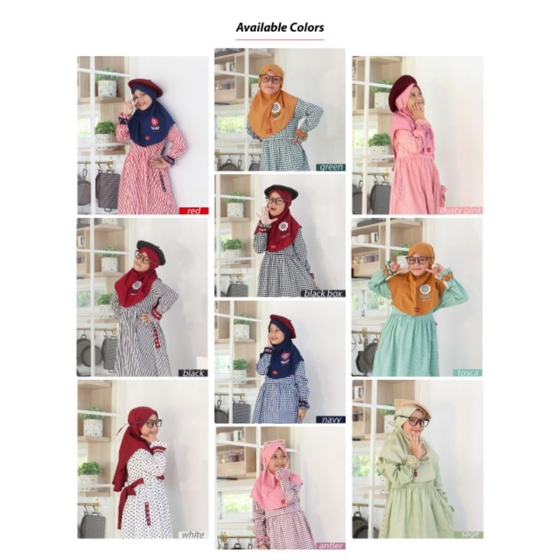 ABAYA DANNIS ANAK PEREMPUAN JAPM0707 BLACK, RED, BLACK BOX, WHITE, ANTLER, GREEN, NAVY, TOSCA, SAGE