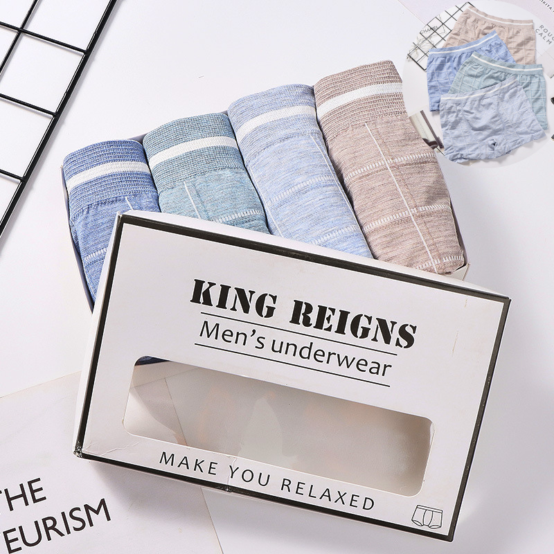 W242 Boxer Pria (Set Kotak 4Pcs) Celana Dalam Yang Nyaman Seamless Boxer High Quality CD Pria