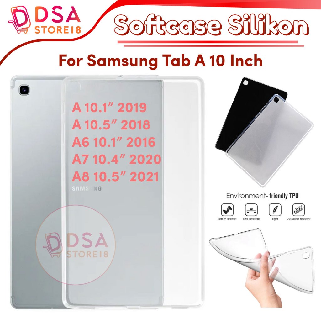 Samsung Tab A7 A8 2022 A6 With S Pen / Case Samsung Tab A8 2022 A7 A6 With S Pen A 10.1" 10.5" SM-X210 X215 X200 X205 T500 T505 P580 P585 T510 T515 T590 T595 Ultrathin Jelly Case Tablet Silikon Bening Hitam TPU Casing Softcase - Samsung Tab 10
