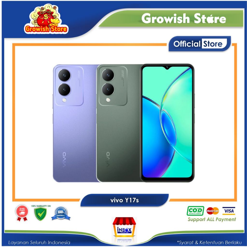Vivo Y17s 4/64GB | 6/128GB Mediatek Helio G85 Garansi Resmi Vivo Indonesia