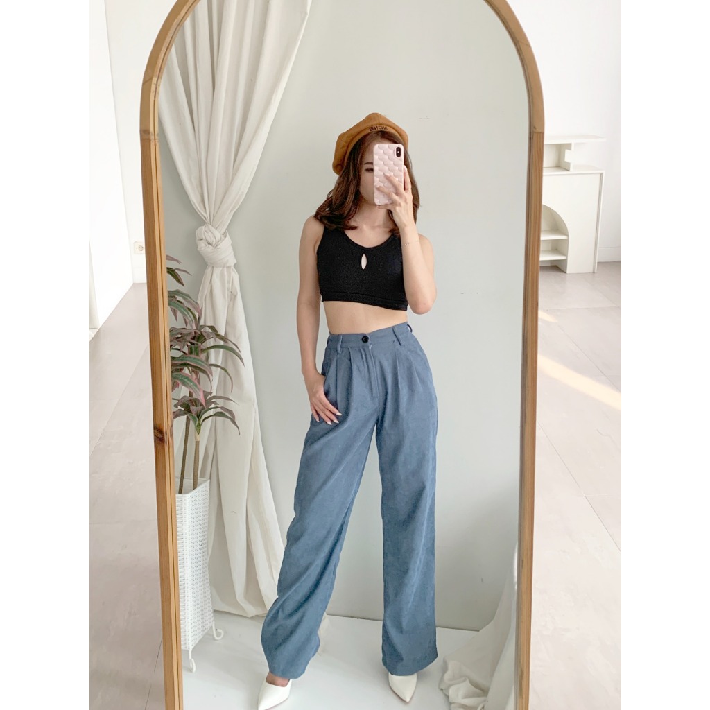 Korean Knit Tank Top Crop Top Rajut Korea Tengtop Pendek Krop Top Baju Atasan Wanita B1680