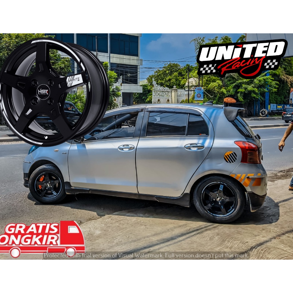 VELG MOBIL RING 15 PALANG 5 BLACK HITAM LIST PUTIH R15 LEBAR 6,5 MOBIL YARIS PELEK RACING