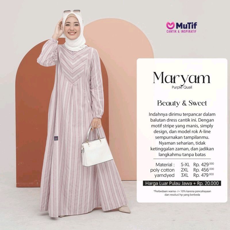 MUTIF Gamis ANIZA Dress Wanita Muslim Kualitas Katun Reamaja Dewasa S-3XL