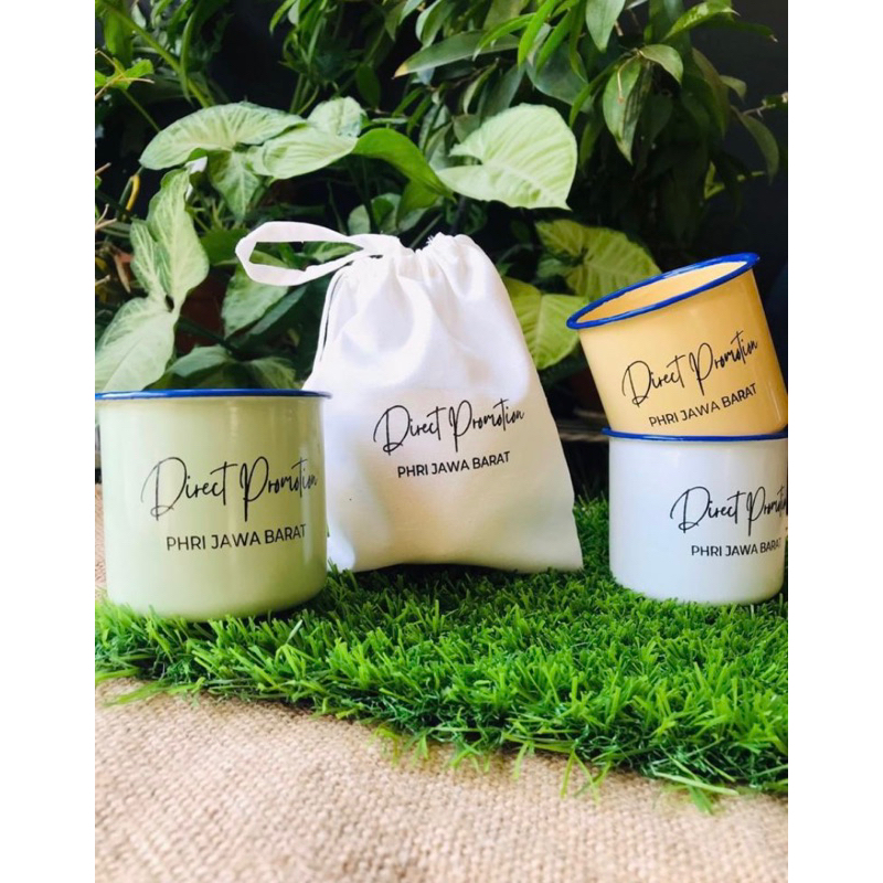 SOUVENIR ENAMEL KEMASAN BLACU CUSTOM / SOUVENIR PERNIKAHAN / GELAS ENAMEL / SOUVENIR WEDDING