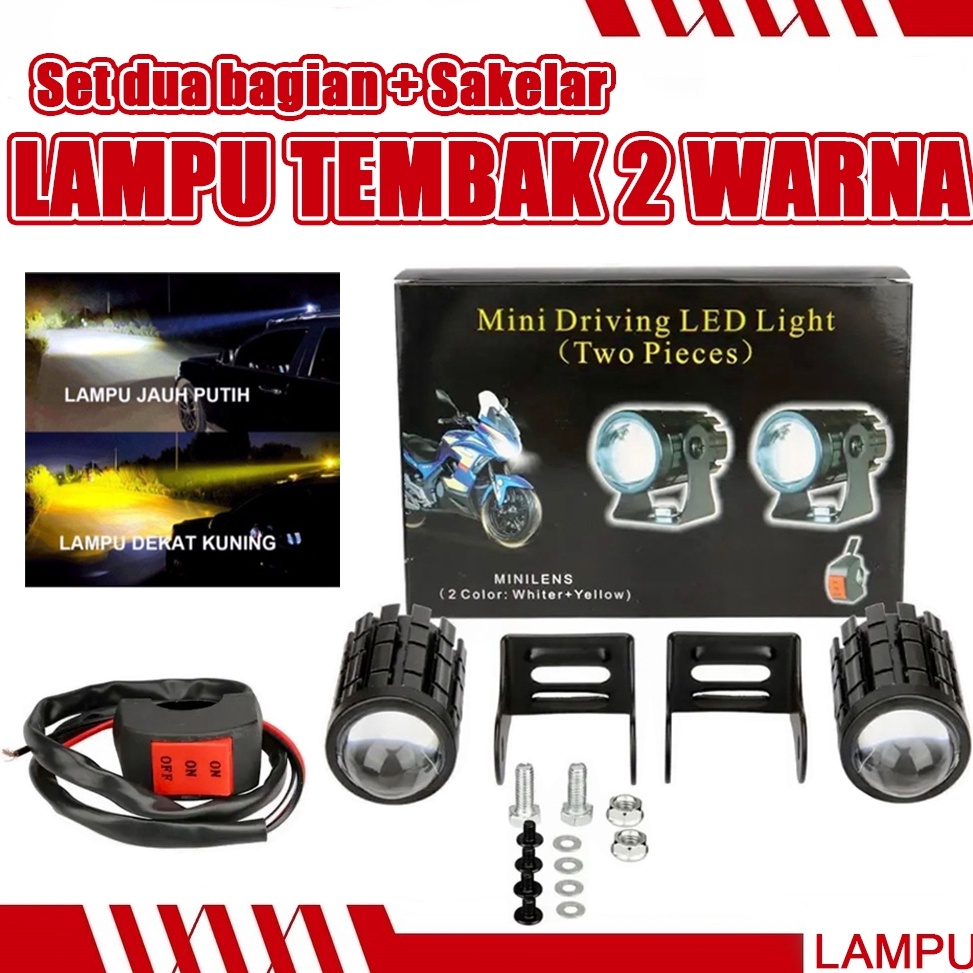 Zle Lampu Tembak Laser Led Mini 2 WarnaSUPER TERANG 2 PCS12V 2W SUPER TERANG GRADE ALAMPU TEMBAK D2 
