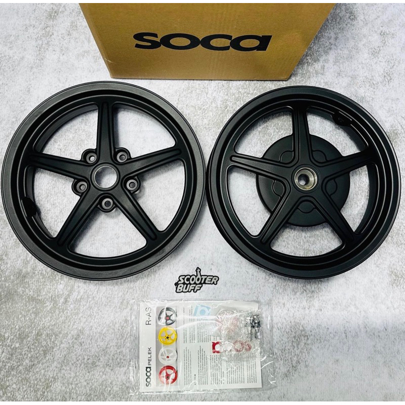 Velg Soca R-AS Front & Rear Black Vespa Sprint Primavera S LX Ring 12
