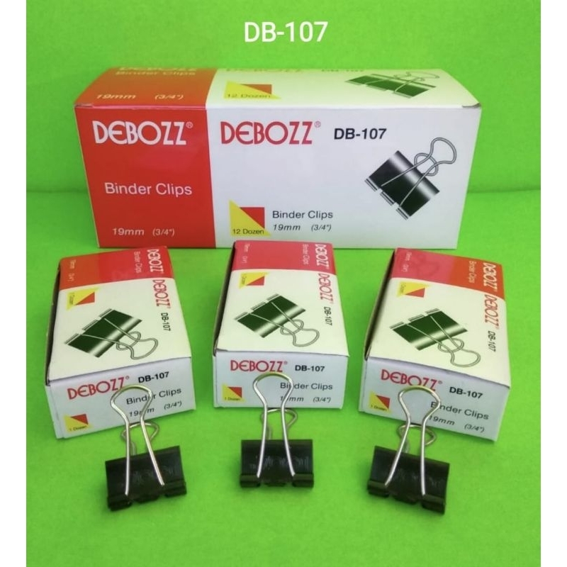 

Binder Clips 107 Debozz 19mm ( 3/4") / Penjepit Kertas Hitam Debozz 107