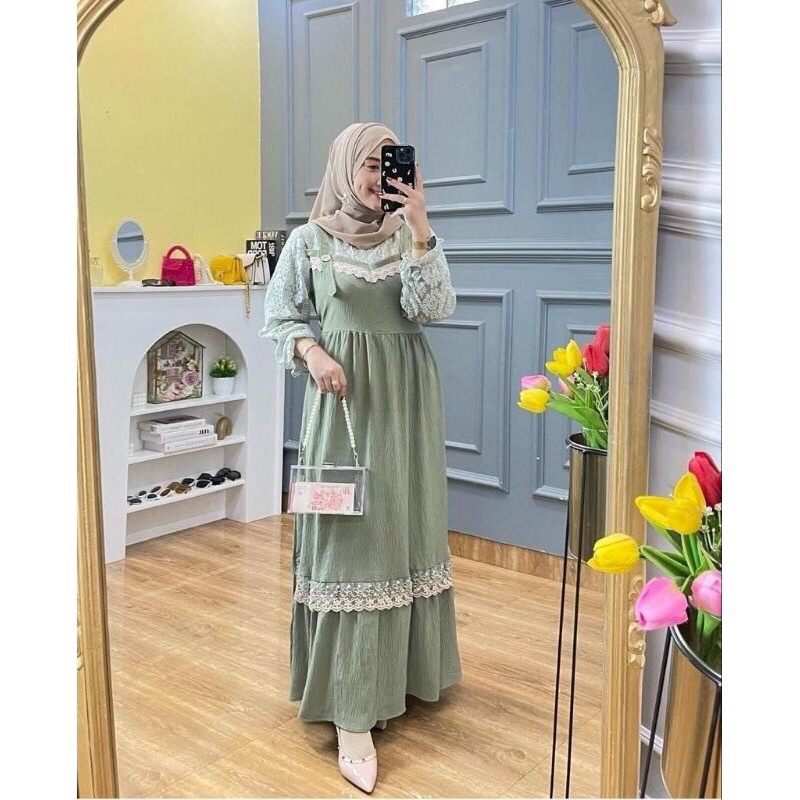 GAMIS CRINKLE MIX BRUKAT / GamisMurahKekinian / GamisCantik/ GamisBrukat/COD