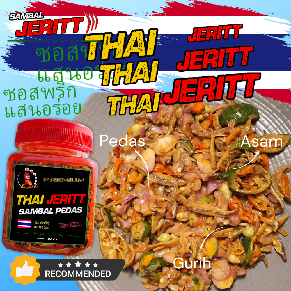 

Sambaljeritt - Sambal Thailand Jeritt Pedas isi 1 botol