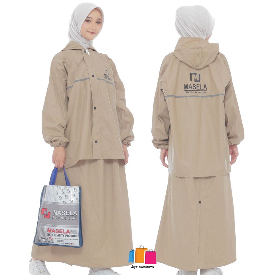 Best produk Masela Jas Hujan Wanita Rok Setelan Baju dan Rok Dewasa Tebal Lentur Anti Rembes g Kemas