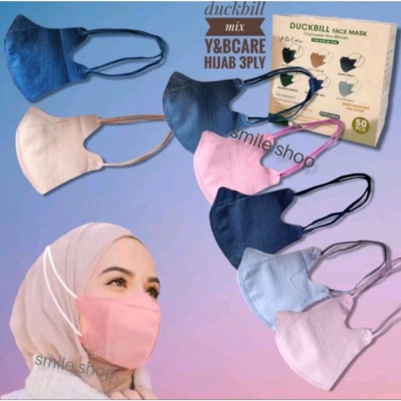 DUCKBILL HIJAB Y& B CARE MIX 7COLOR 1BOX 50PCS