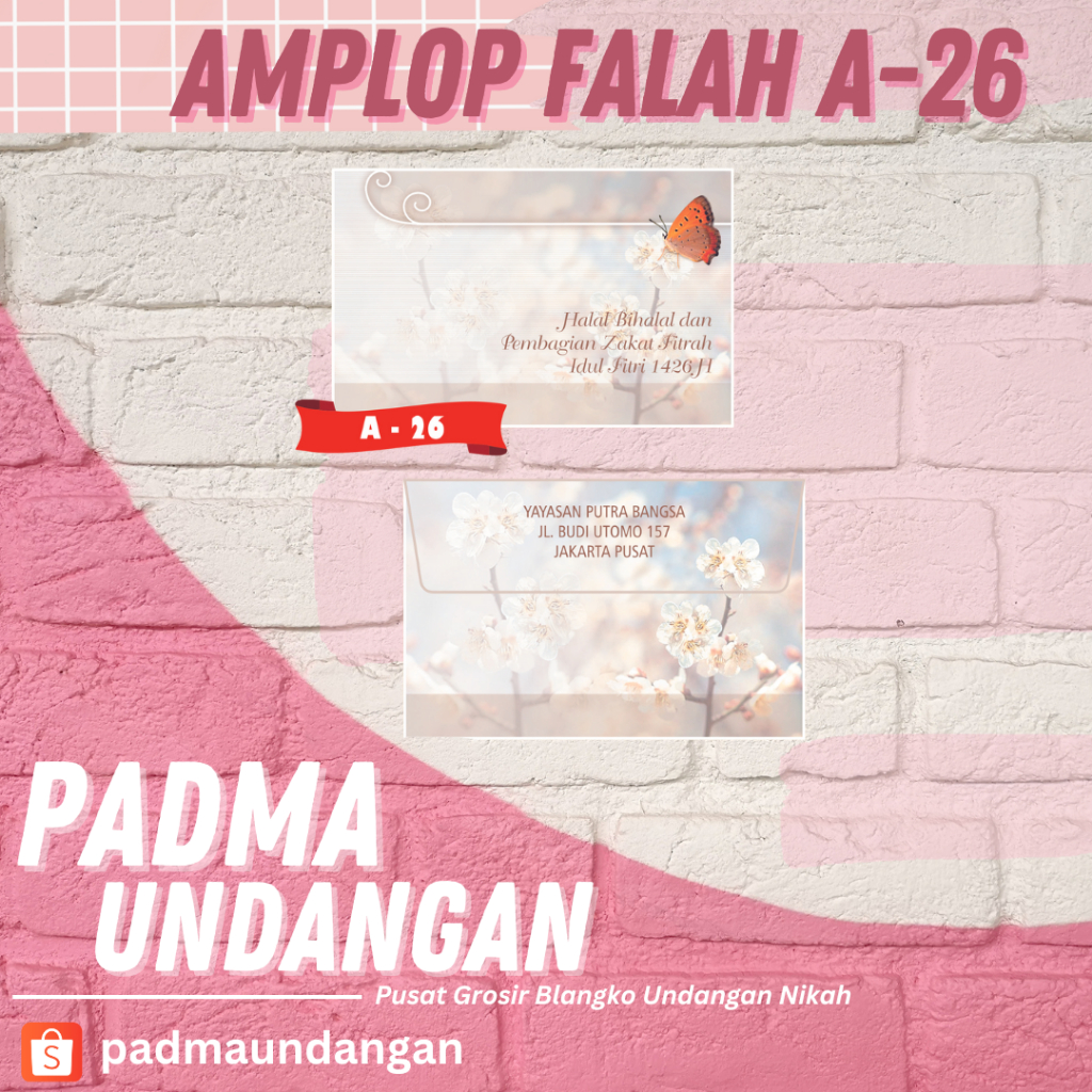 

Amplop Falah A-26 | Pusat Grosir Blangko | PadmaUndangan