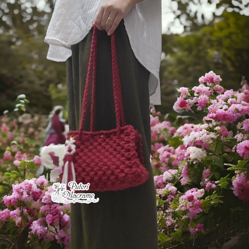 TERMURAH | Tas Bucket Bag Macrame | Bucket Bag Macrame | Tas Macrame | Macrame Bag | Tas Rajut Murah