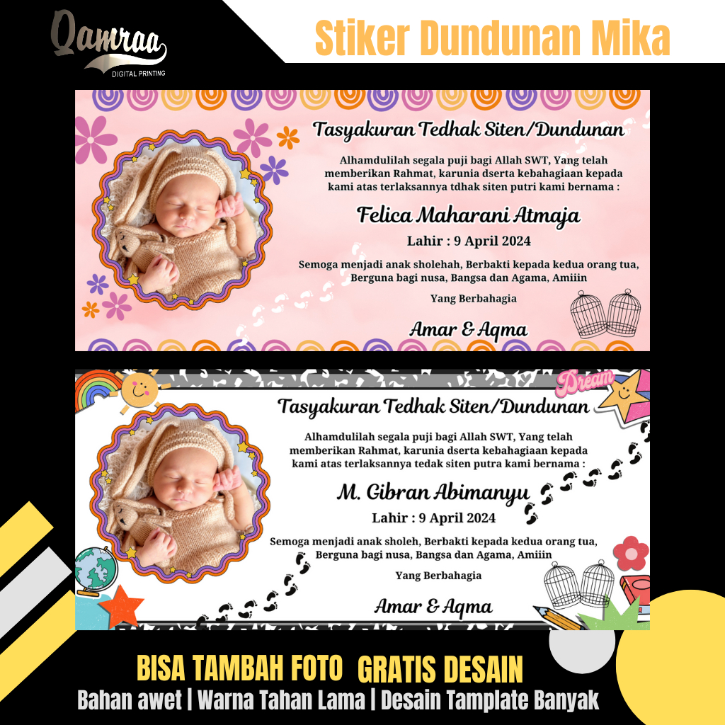 

Stiker Dundunan | stiker tedhak siten | stiker tedak siten mika plastik | stiker dundunan mika